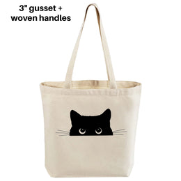 Tote Bag | Canvas Tote | 12 oz Canvas | Cat Tote | Cat Lover Gift | Peeking Cat