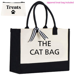 Tote Bag | 10 oz. Canvas Tote |  | 2 PC Cat Tote | Cat Lover Gift | THE CAT BAG + Treat Dealer Small Bag