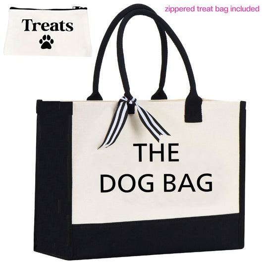 Tote Bag | 10 oz. Canvas Tote |  | 2 PC Dog Tote | Dog Lover Gift | THE DOG BAG + Treat Dealer Small Bag