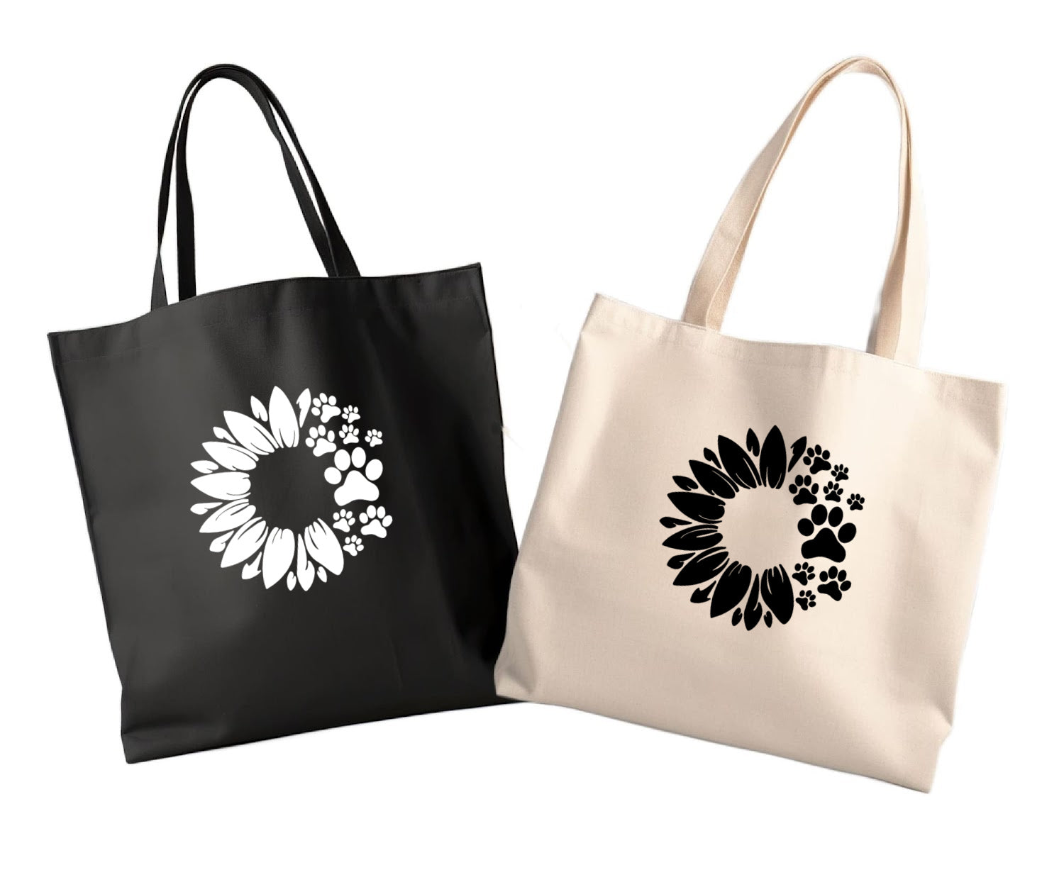 Tote Bag | Canvas Tote | WOVEN WEB HANDLES 12 oz Canvas |  Sunflower - Southlake Paws