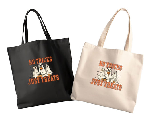 Tote Bag | Canvas Tote | WOVEN WEB HANDLES 12 oz Canvas |  Halloween No Tricks