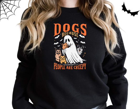 Halloween Shirt | Sweatshirt | Unisex Crew Neck | Crewneck Sweatshirt | Dog Lover | CREW HALLOWEEN DOGS BECAUSE PEOPLE ARE CREEPY - Southlake Paws