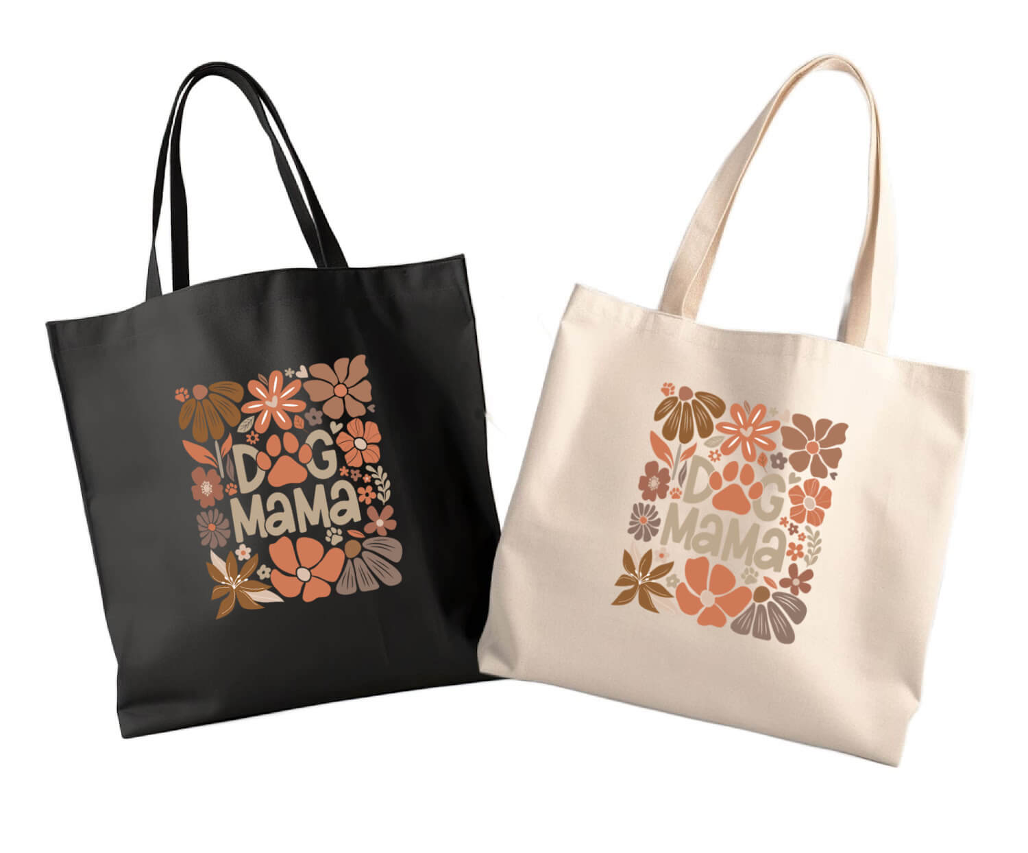 Tote Bag | Canvas Tote | WOVEN WEB HANDLES 12 oz Canvas |  Fall Dog Mama Tote - Southlake Paws