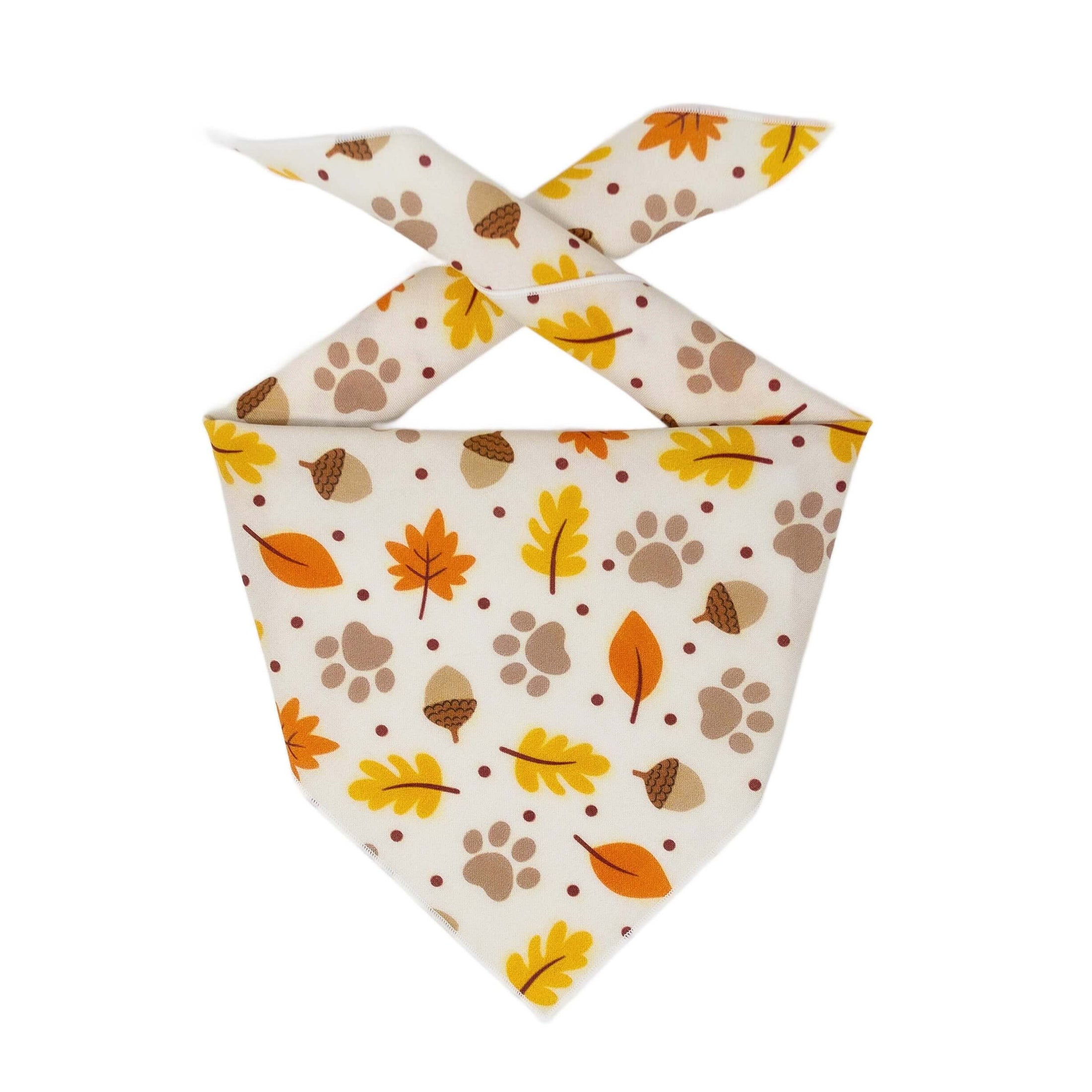 Fall Bandana | Halloween Dog Bandana | Thanksgiving | Leaves, Acorns, Paws - Southlake Paws