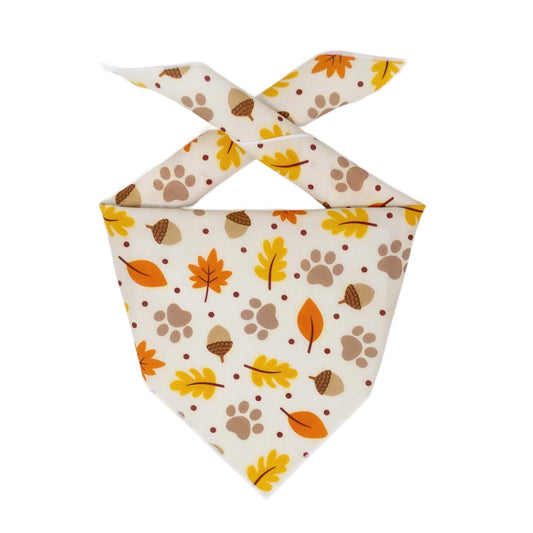 Fall Bandana | Halloween Dog Bandana | Thanksgiving | Leaves, Acorns, Paws - Southlake Paws