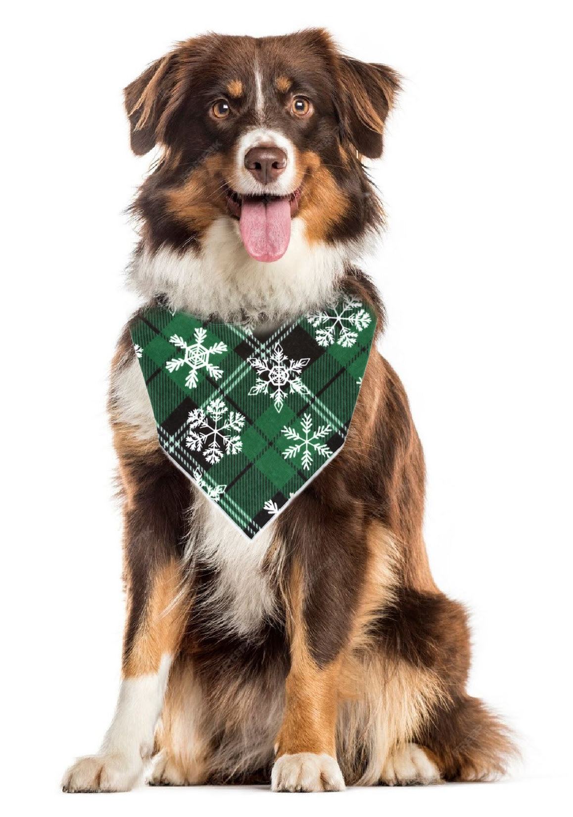 Christmas Bandana |  Green Flannel | Snowflake Dog Bandana | Xmas | Holiday - Southlake Paws