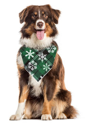 Green Flannel Snowflake Pet Bandana