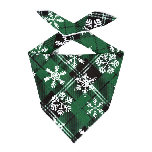 Christmas Bandana |  Green Flannel | Snowflake Dog Bandana | Xmas | Holiday - Southlake Paws