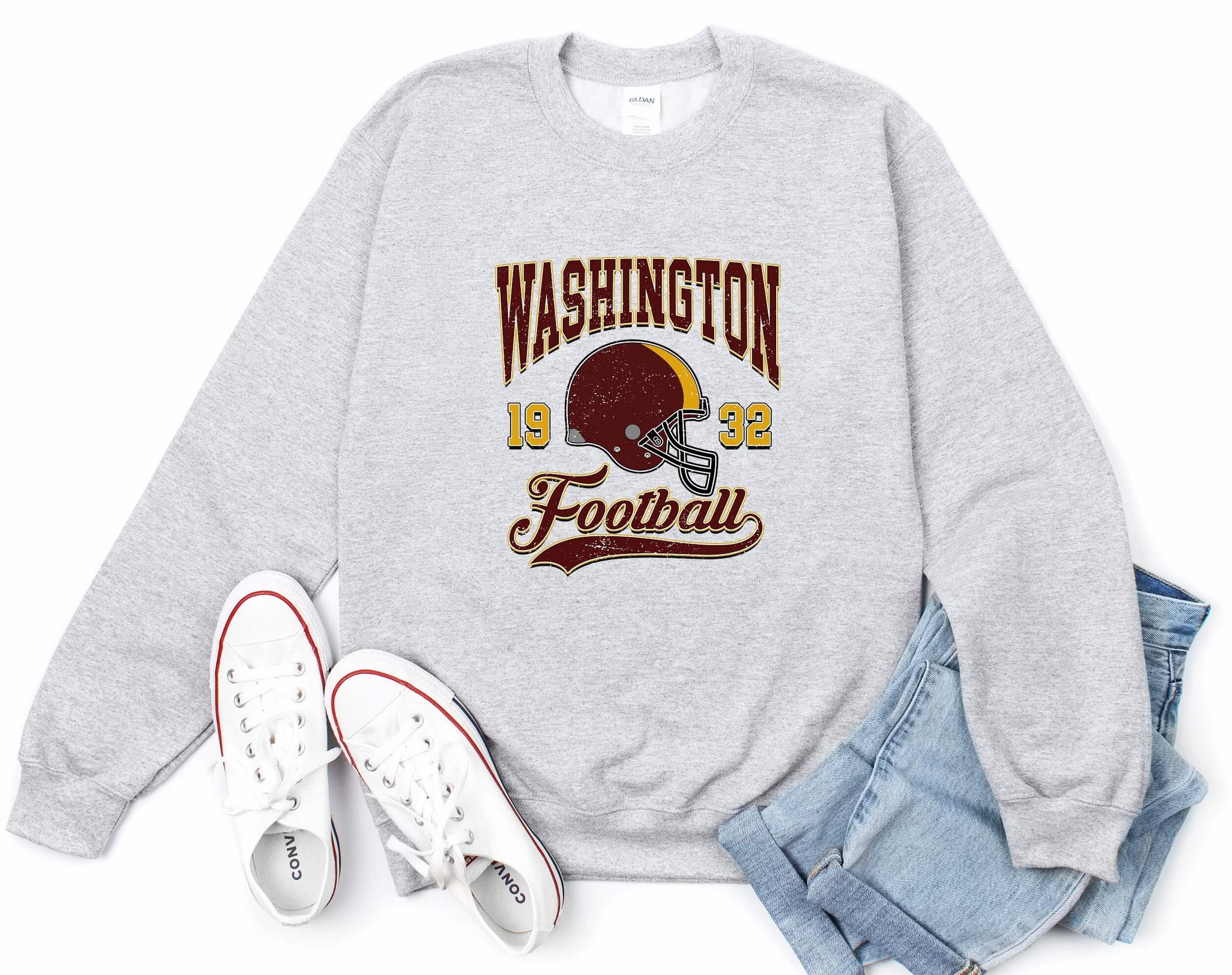 Washington 1932 Football Crewneck - Ash Grey Color - Southlake Paws