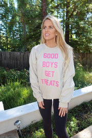 Good Boys Get Treats | Pink Font | Unisex Sweatshirt