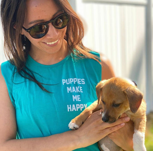 Puppies Make Me Happy Motto Crop Top | Present for Dog Lovers
