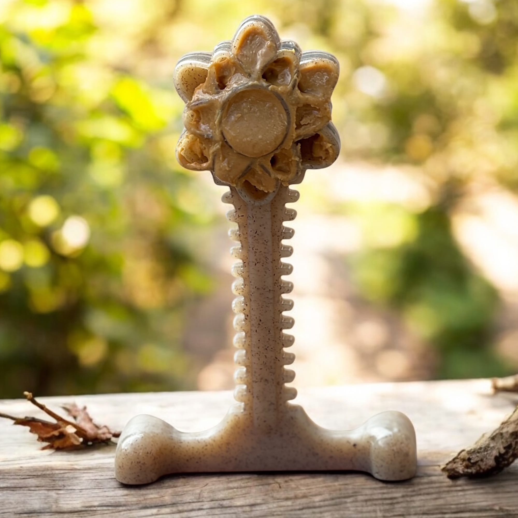 Honey Bone Dental Flower Tower - Indestructible Nylon Dog Chew Toy XL features a flower-shaped design with textured surfaces 