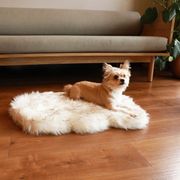PupRug Faux Fur Orthopedic Dog Bed - Curve White with Brown Accents