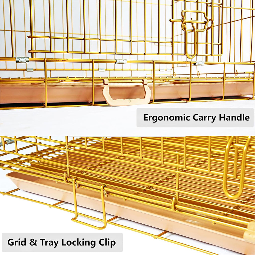 24-42" Collapsible Copper Gold Dog Crate GLD24-42