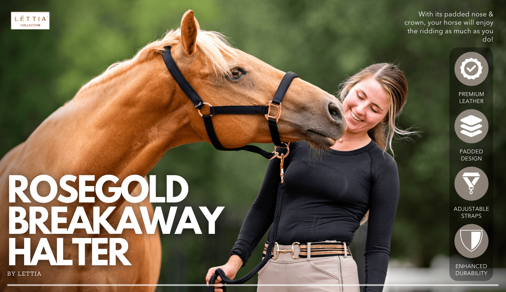 Lettia Rosegold Padded Leather Breakaway Halter - image 4
