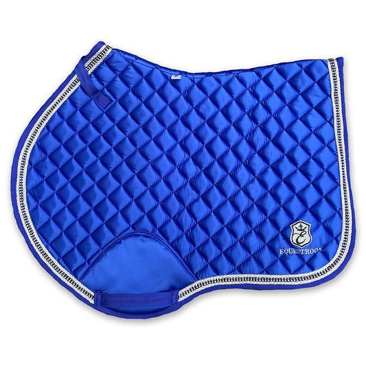 Majorelle Blue Saddle Pad by Southlake Paws, featuring a diamond quilted design and a logo patch.