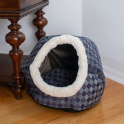 Armarkat Cuddle Cave Cat Bed C44 For Cats & Puppy Dogs  Blue Checkered