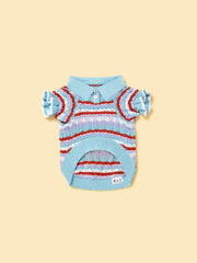 Pet & Me Spring Summer Ocean Blue Ruffle Crochet Short Sleeve Polo Shirt 