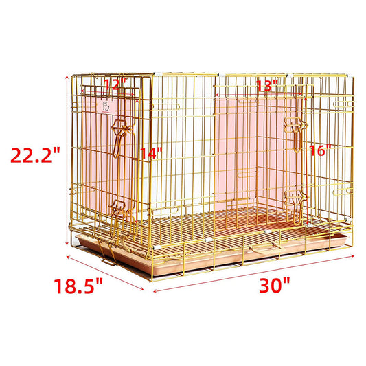 24-42" Collapsible Copper Gold Dog Crate GLD24-42