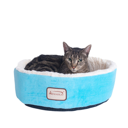 Armarkat Plush Cat Bed C12HTL/MB - 15-Inch - Sky/Blue