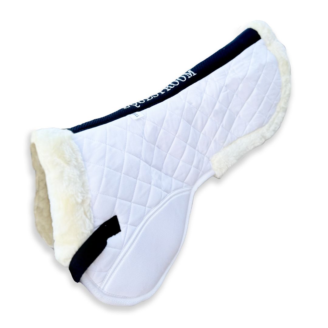 Southlake Paws Comfort Half Pad features a quilted white design with soft fleece edges for added comfort and support.