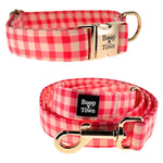 Pink Checker Collar + Leash Set