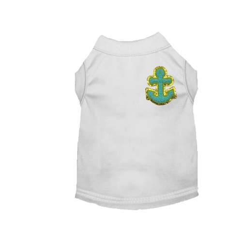 Chenille Embroidered Anchor Dog Shirt 