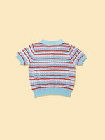 Pet & Me Spring Summer Blue Ocean Crochet Short Sleeve Polo Shirt 