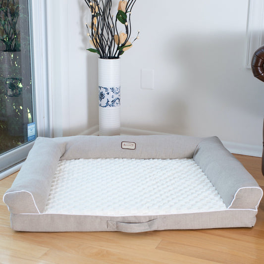 Armarkat Bolstered Pet Cushion D07B - Ivory/Beige - Medium