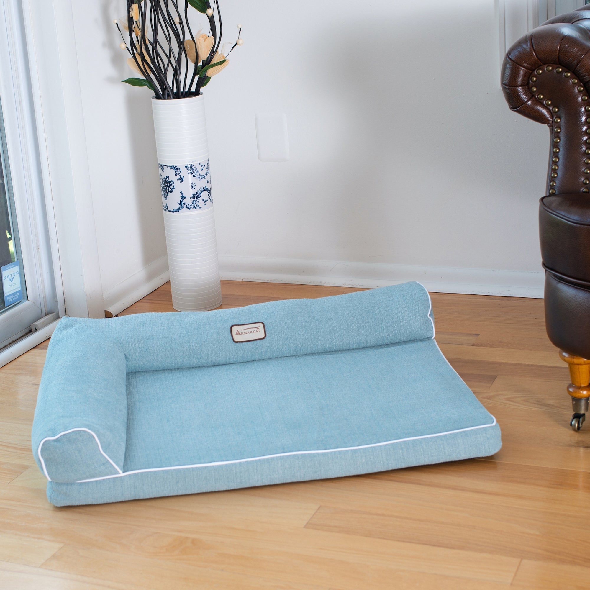 Armarkat Bolstered Pet Cushion D08A - Blue - Medium