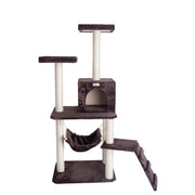 GleePet GP78570923  57-Inch Cat Tree In Coffee Brown With Four Levels Ramp Hammock And Condo
