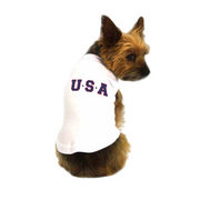 Star-Spangled Pup Tee – White USA Dog Shirt 