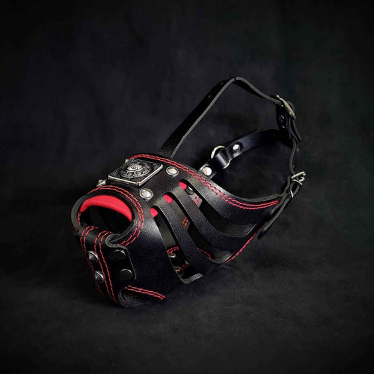Eros'' Basket Muzzle black & red by Bestia Dog Gear