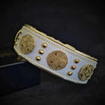Load image into Gallery viewer, The "Maximus" collar 2.5 inch wide white & gold
