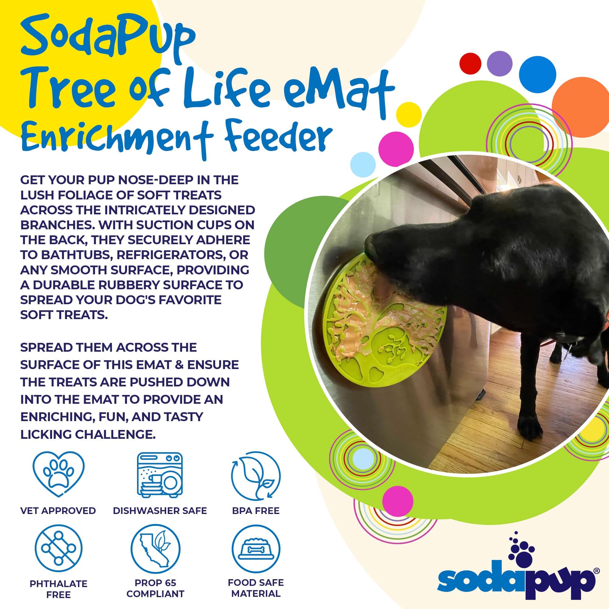Tree of Life eMat by Southlake Paws features a tree design with suction cups, ideal for enriching licking for dogs and cats.