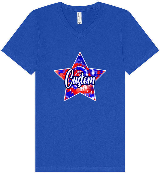 Custom Patriotic Tie Dye Unisex V-Neck Shirt