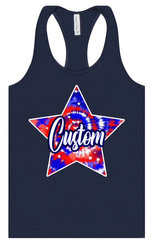 Custom Patriotic Tie Dye Women's Racerback Tank