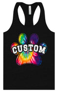 Load image into Gallery viewer, Custom Bright Tie Dye Paw Women's Racerback Tank
