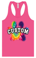 Load image into Gallery viewer, Custom Bright Tie Dye Paw Women's Racerback Tank
