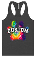 Load image into Gallery viewer, Custom Bright Tie Dye Paw Women's Racerback Tank
