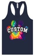 Load image into Gallery viewer, Custom Bright Tie Dye Paw Women's Racerback Tank
