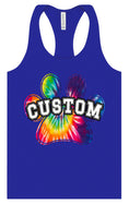 Load image into Gallery viewer, Custom Bright Tie Dye Paw Women's Racerback Tank
