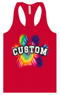 Load image into Gallery viewer, Custom Bright Tie Dye Paw Women's Racerback Tank
