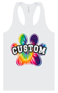 Load image into Gallery viewer, Custom Bright Tie Dye Paw Women's Racerback Tank
