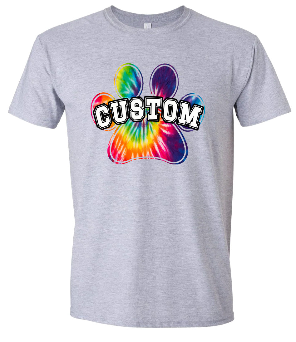 Custom Bright Tie Dye Paw Children's Gildan Soft Shirt