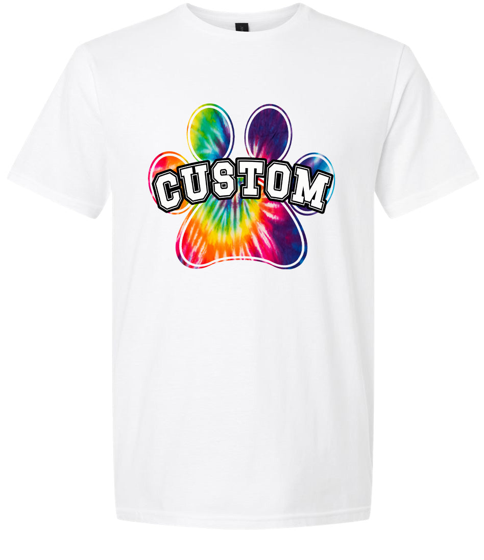 Custom Bright Tie Dye Paw Children's Gildan Soft Shirt