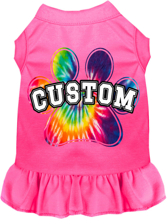 Custom Bright Tie Dye Paw Pet Dress