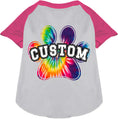 Load image into Gallery viewer, Custom Bright Tie Dye Paw Pet Raglan Shirts
