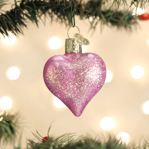 Pink Glittered Heart Ornament - Southlake Paws
