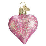 Pink Glittered Heart Ornament